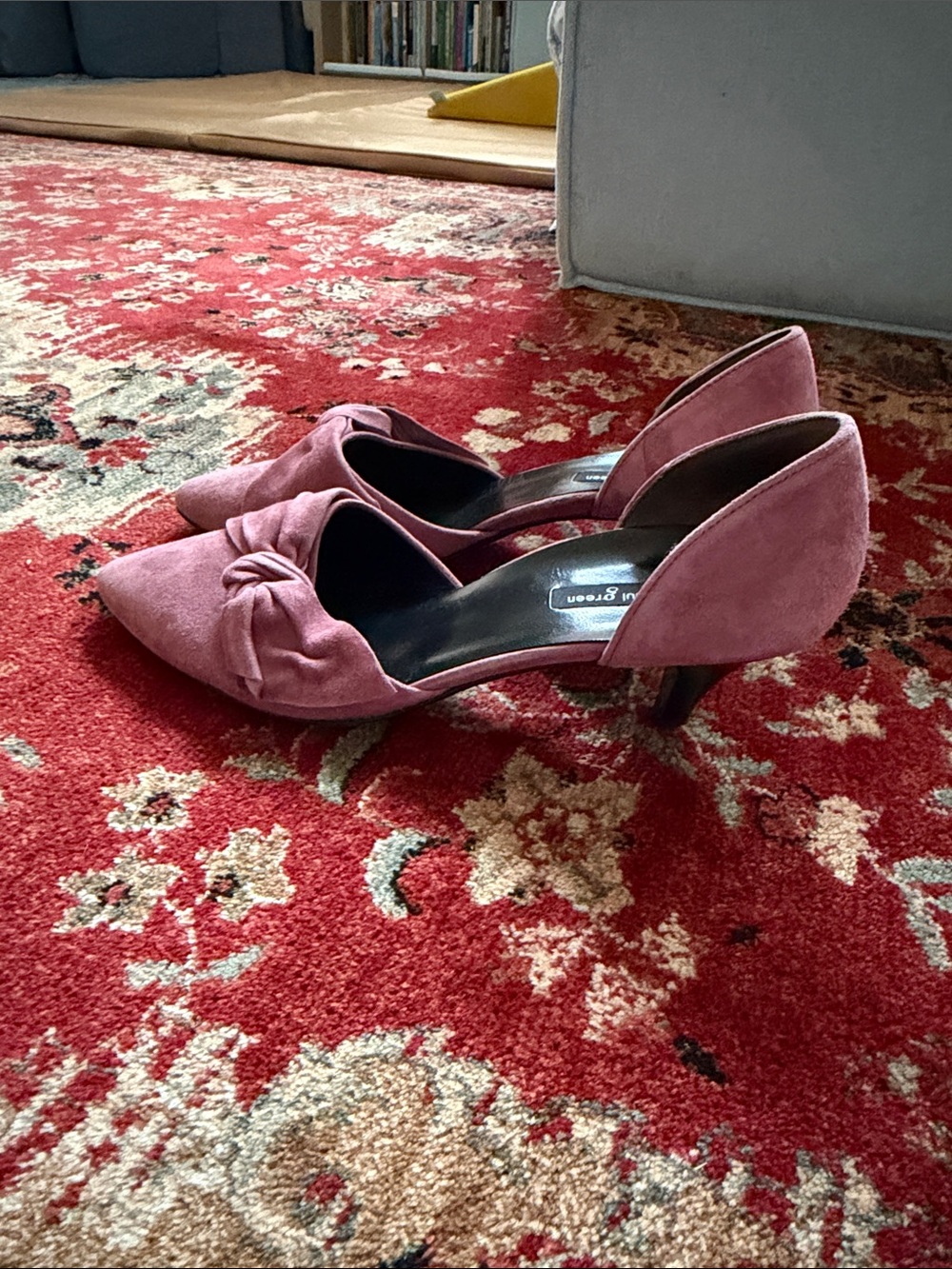 Paul Green Pink Suede Pointed Toe Knot Pumps - Picture 7 of 7